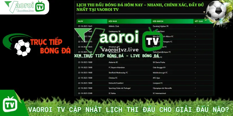 Vaoroi TV Cập Nhật Lịch Thi Đấu Cho Những Giải Đấu Nào?